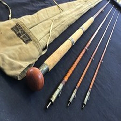 Rare  W J Cummins “Anglo American” 15ft 3 pc + spare tip split cane Fly Rod +bag