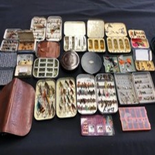 Huge Vintage Fly Fishing Job Lot Hardy Bros Malloch Fly Boxes Salmon Flies Reels