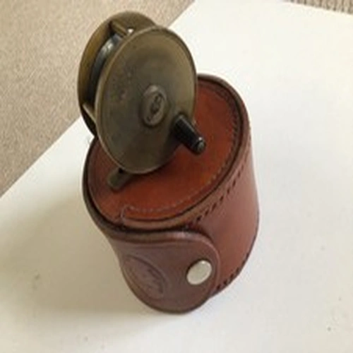 Vintage Hardy Bros Alnwick 2.5” Brass Fly Reel With Leather Case