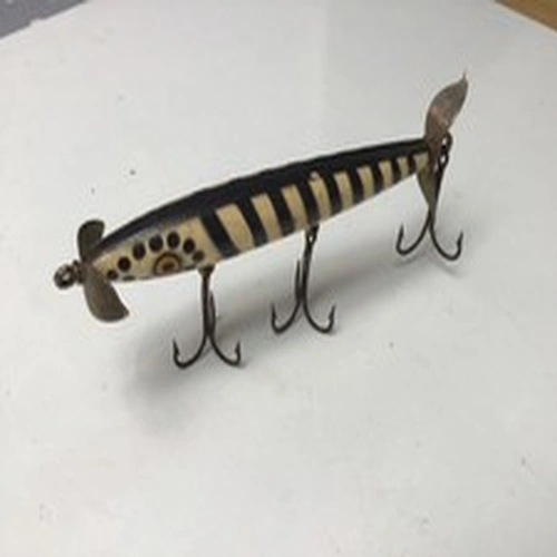 Vintage Eger Bait Co Wooden Twin Propeller Fishing Lure Antique Surface Bait