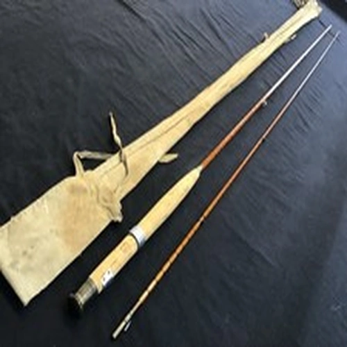 Vintage J J S Walker. Bampton & Co 9ft 2 piece split cane Fly Rod and bag