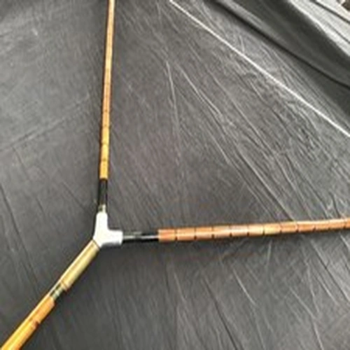 Vintage Split Cane & Bamboo Salmon Landing Net Frame Brass Ferrule 1930s