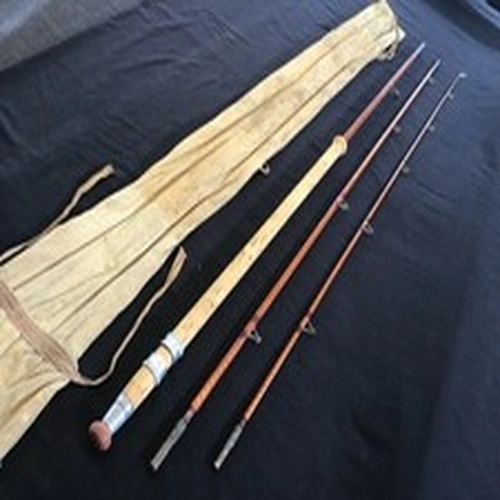 Vintage B James "Avon Perfection" 11ft 3" 3 piece split cane Avon Rod + bag
