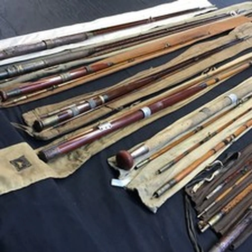 Job Lot 7 Vintage Greenheart & Whole Cane Fishing Rods Hardy Morton Newcastle