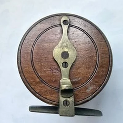 Vintage Wood Brass Centrepin Nottingham 3" Inch Fishing Reel With Check Ratchet