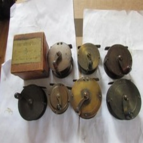 7 various vintage small brass crankwind winch trout fly fishing reels need love