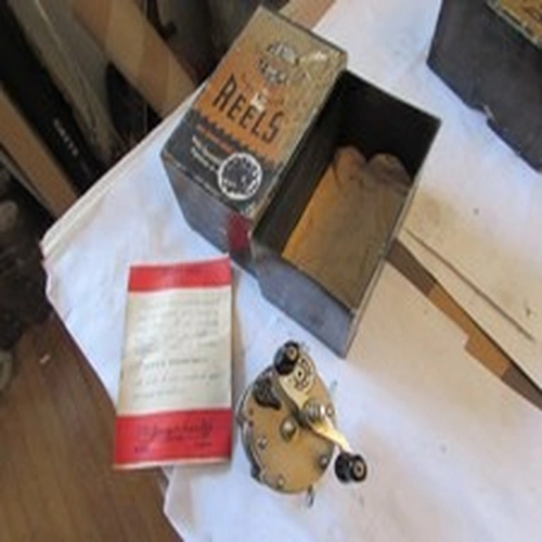 V good used vintage jw youngs gildex multiplier fishing reel + box