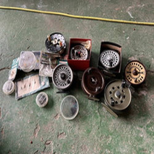 Mixed Lot Metal Fly Reels with Spare Spool Silver/Brown/Green