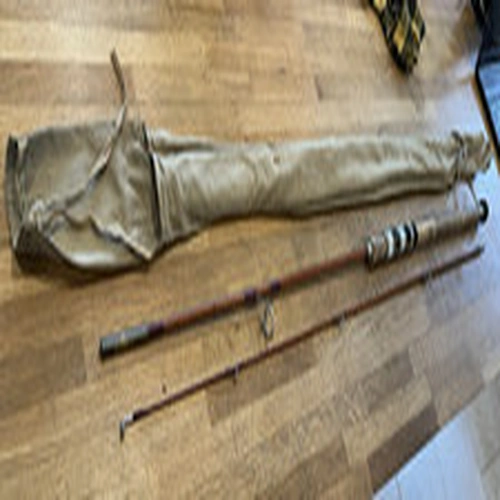 Vintage Foster Bros. "The Glasslyn" 7ft 2pc Split Cane Fishing Rod & Bag - VGC